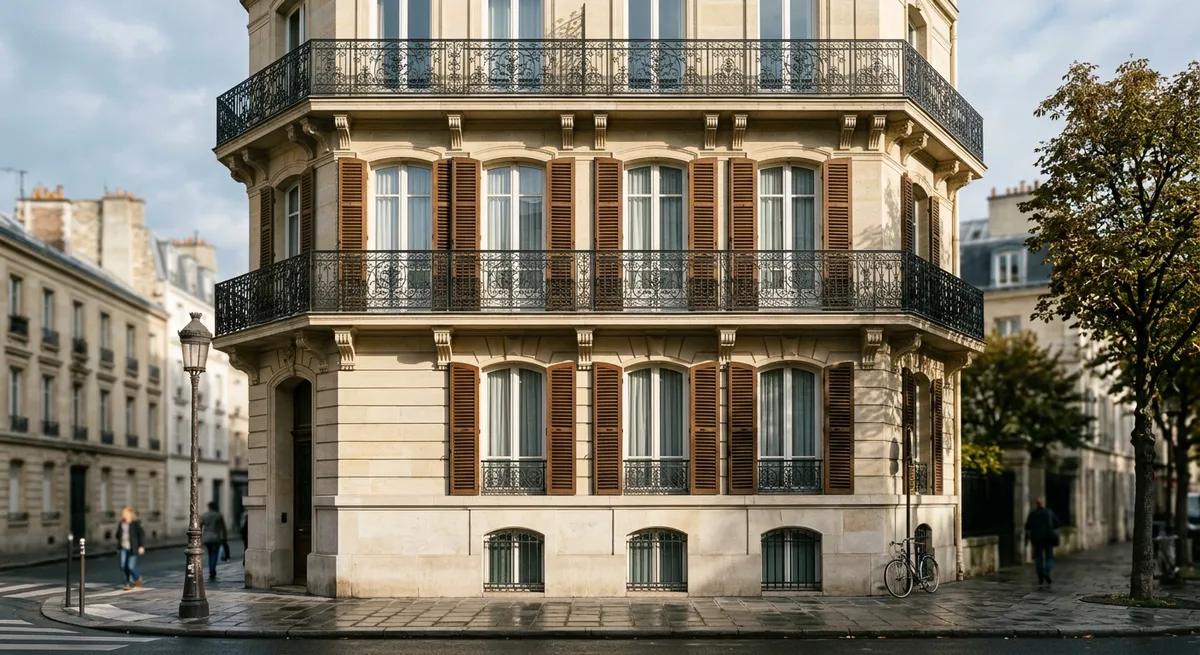 Petit immeuble ancien à deux niveaux