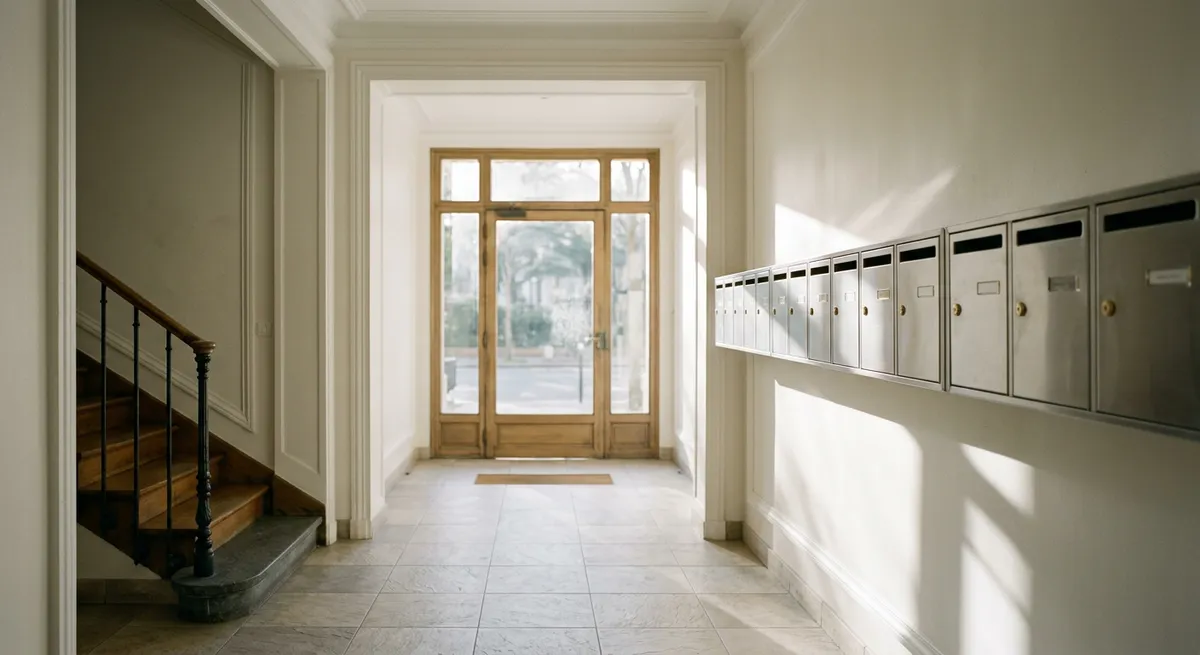 Hall d'entrée d'immeuble en copropriété sans gestionnaire
