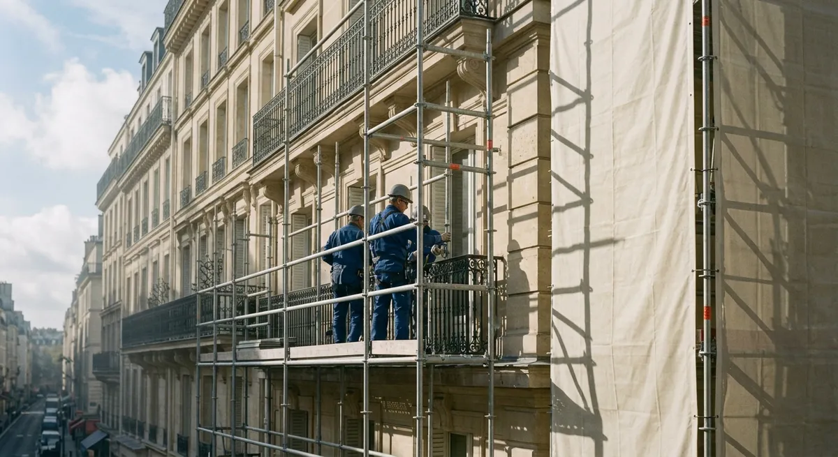 Façade d'immeuble présentant des signes de dégradation