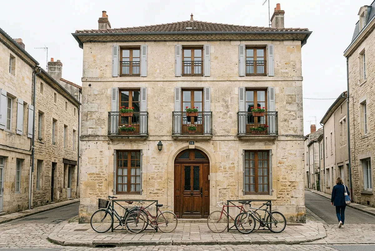 Petit immeuble ancien de trois étages dans une rue calme