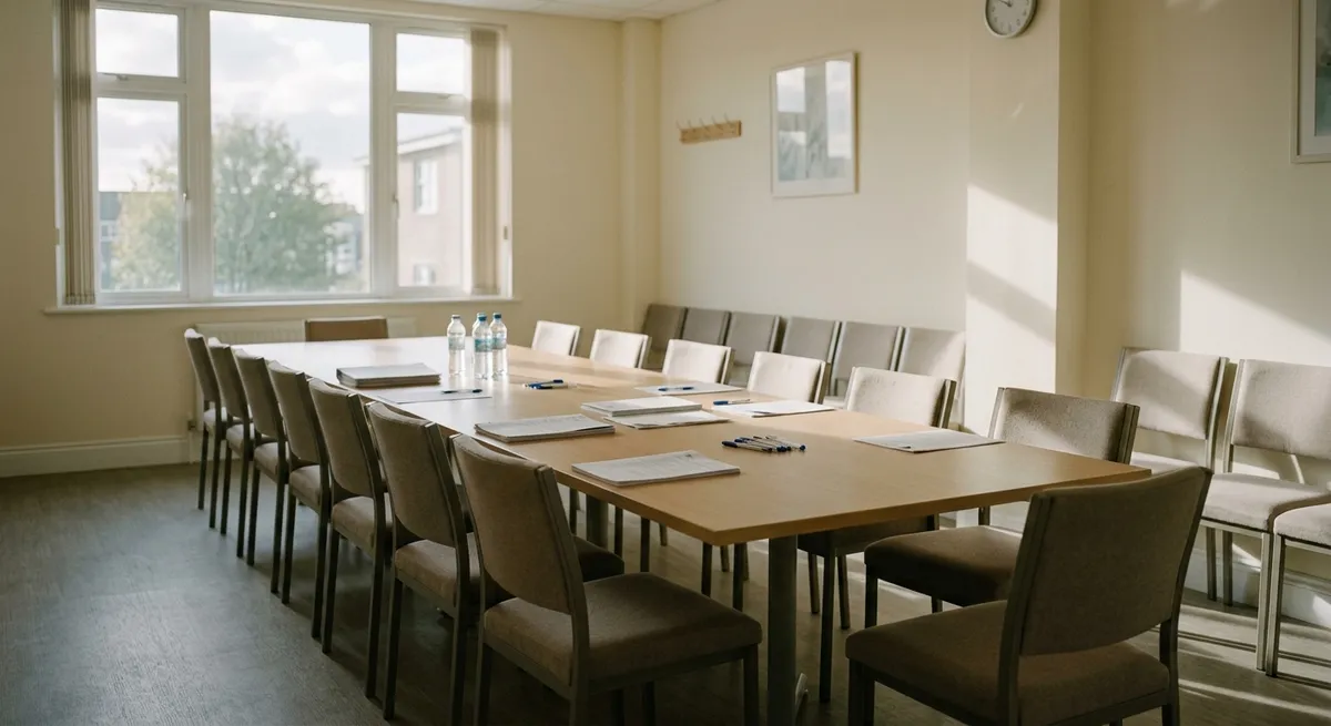 Salle de réunion en préparation d'AG extraordinaire